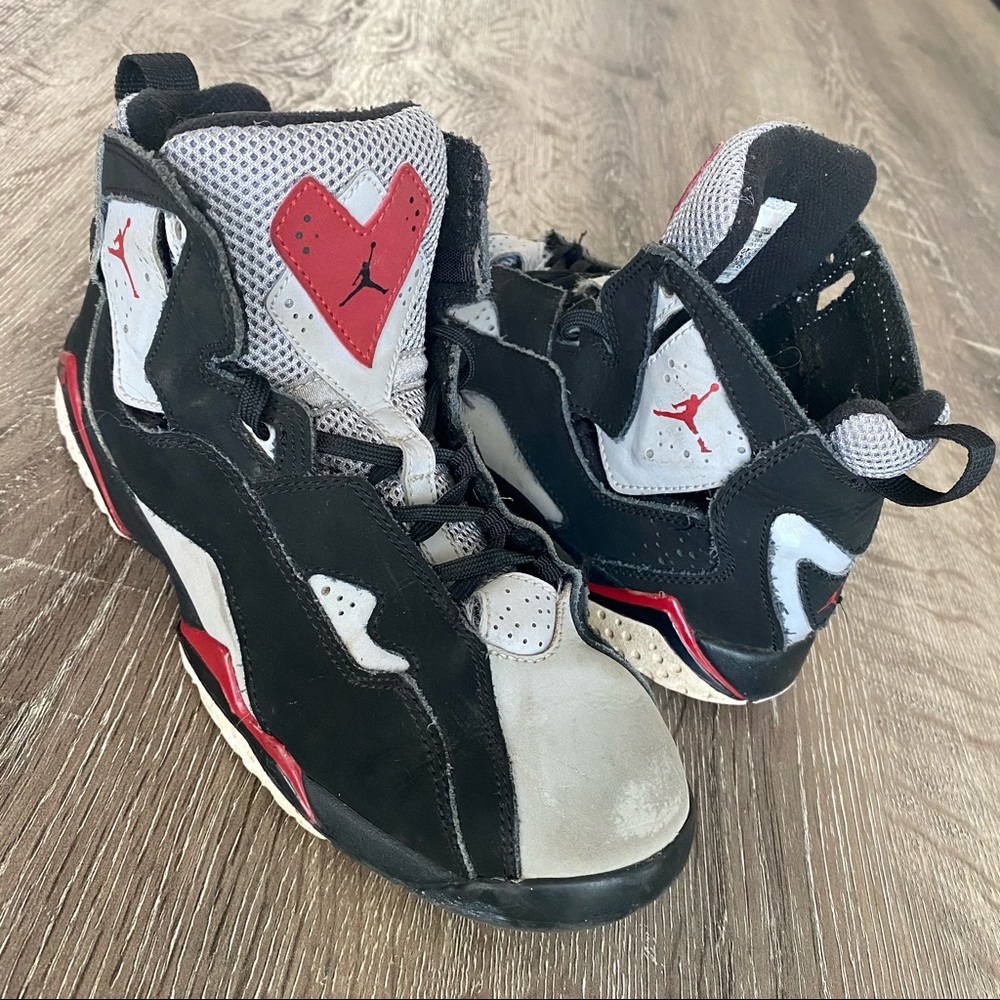 Jordan Nike Air True Flight Black Varsity Red Wolf Grey Kids Basketball Shoes